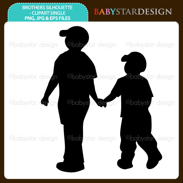 Brothers Silhouette Clipart Single Instant By Babystardesign
