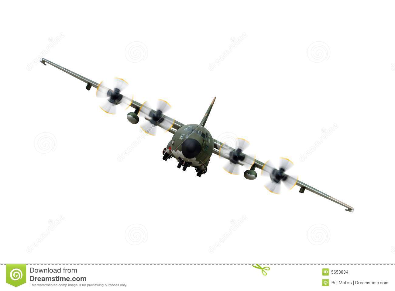 C130 Military Airplane Isolated Over A White Background