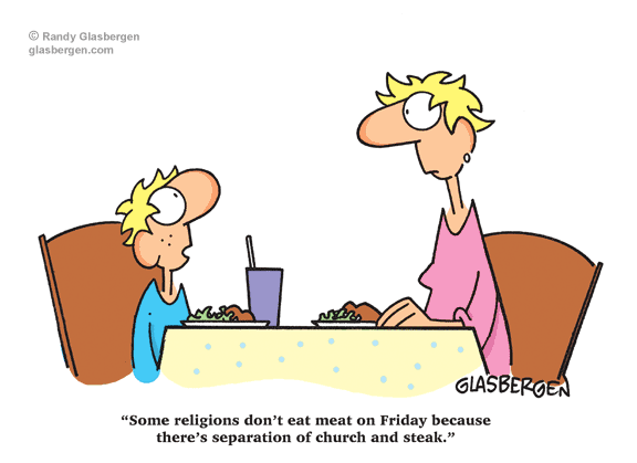 Catholic Humor  Church And Steak Cartoon