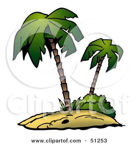 Free  Rf  Clipart Illustration Of Two Tall Palm Tree Silhouettes