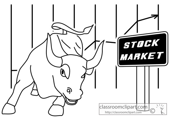 General   Stock Market Bull Outline 02   Classroom Clipart