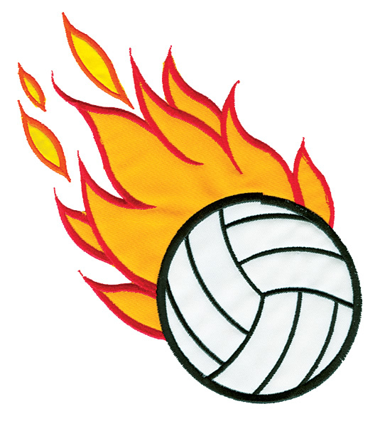 Grand Slam Designs Embroidery Design  Flaming Volleyball Appliqu  7