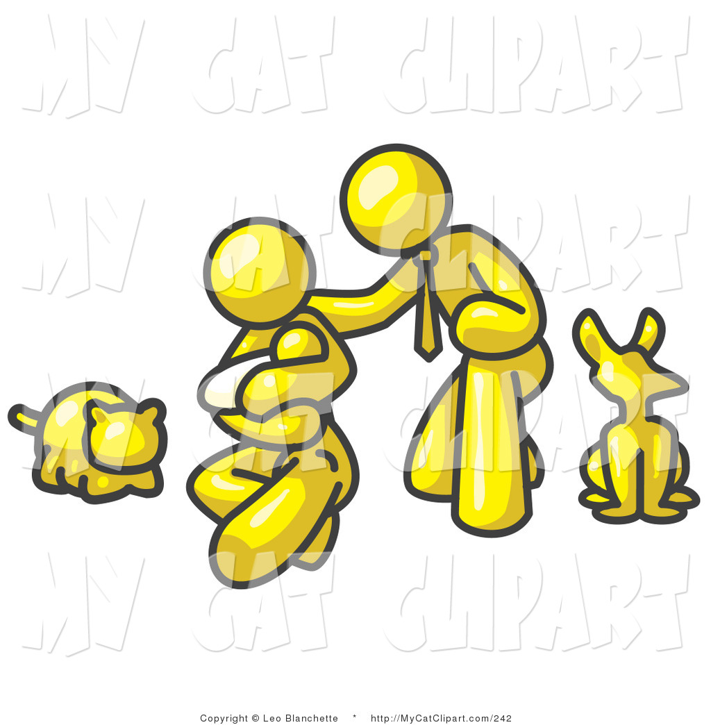 Larger Preview  Clip Art Of A Yellow Family Father Mom And Newborn    
