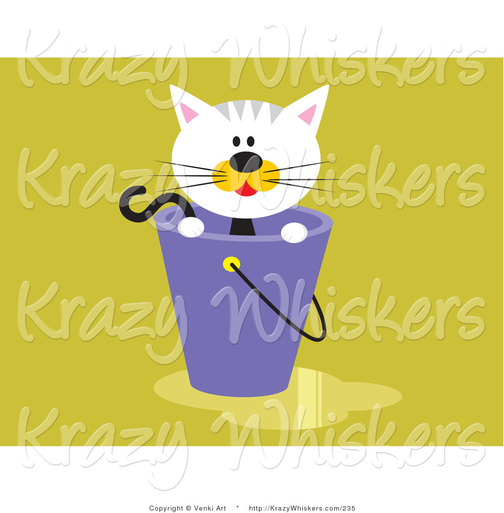 Larger Preview  Critter Clipart Of A Calico Kitten Inside A Bucket    