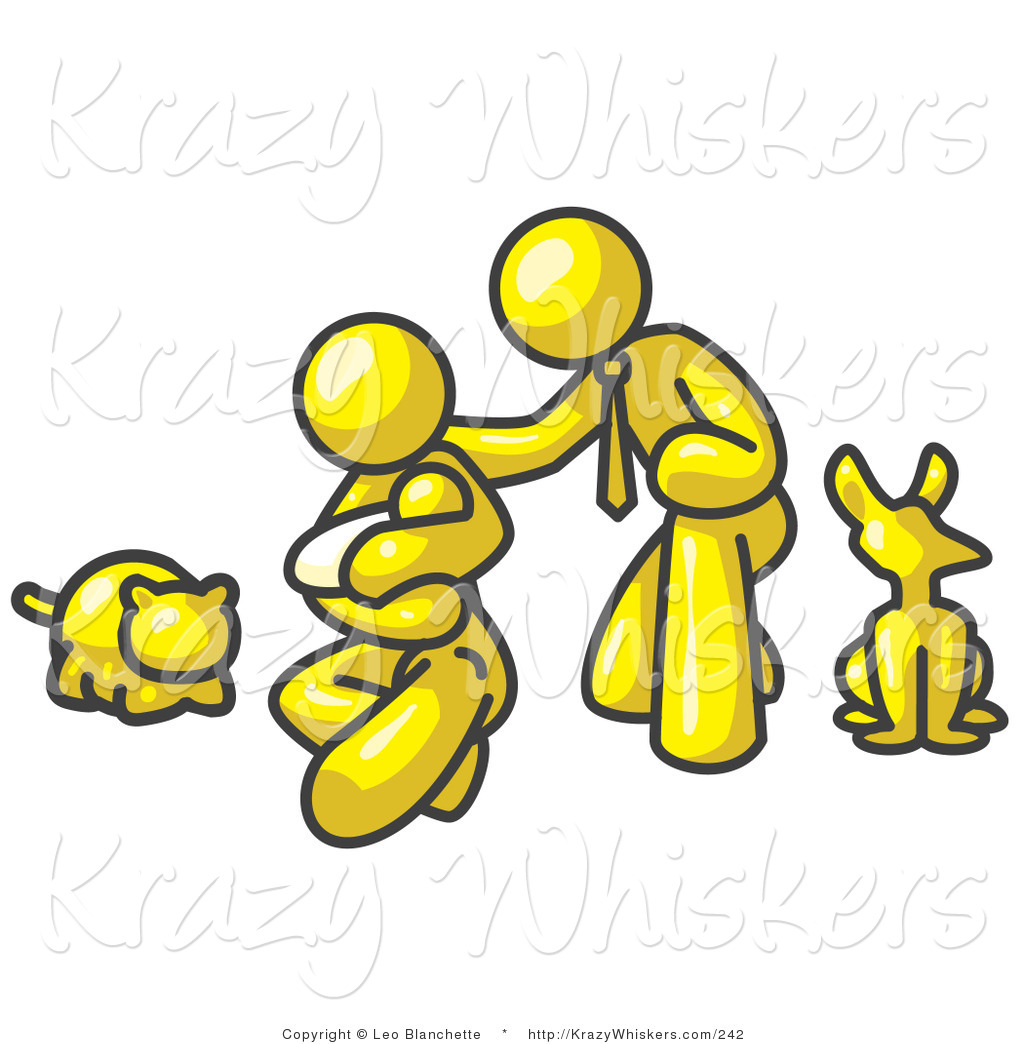 Larger Preview  Critter Clipart Of A Yellow Family Father Mother And