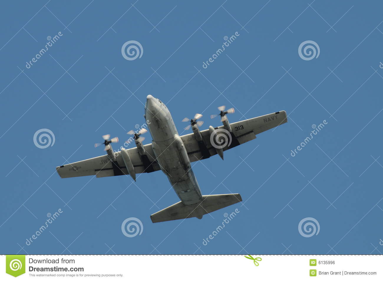 Lockheed C 130 Aircraft Assigned To The Us Navy Flies Overhead