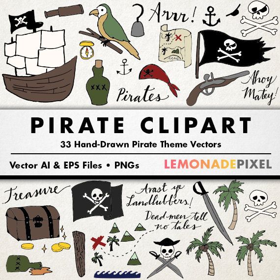 Pirate Clipart   Pirate Party Decorations Instant Download Pirate C    