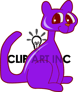 Royalty Free Purple Cartoon Cat With Big Eyes Clipart Image Picture