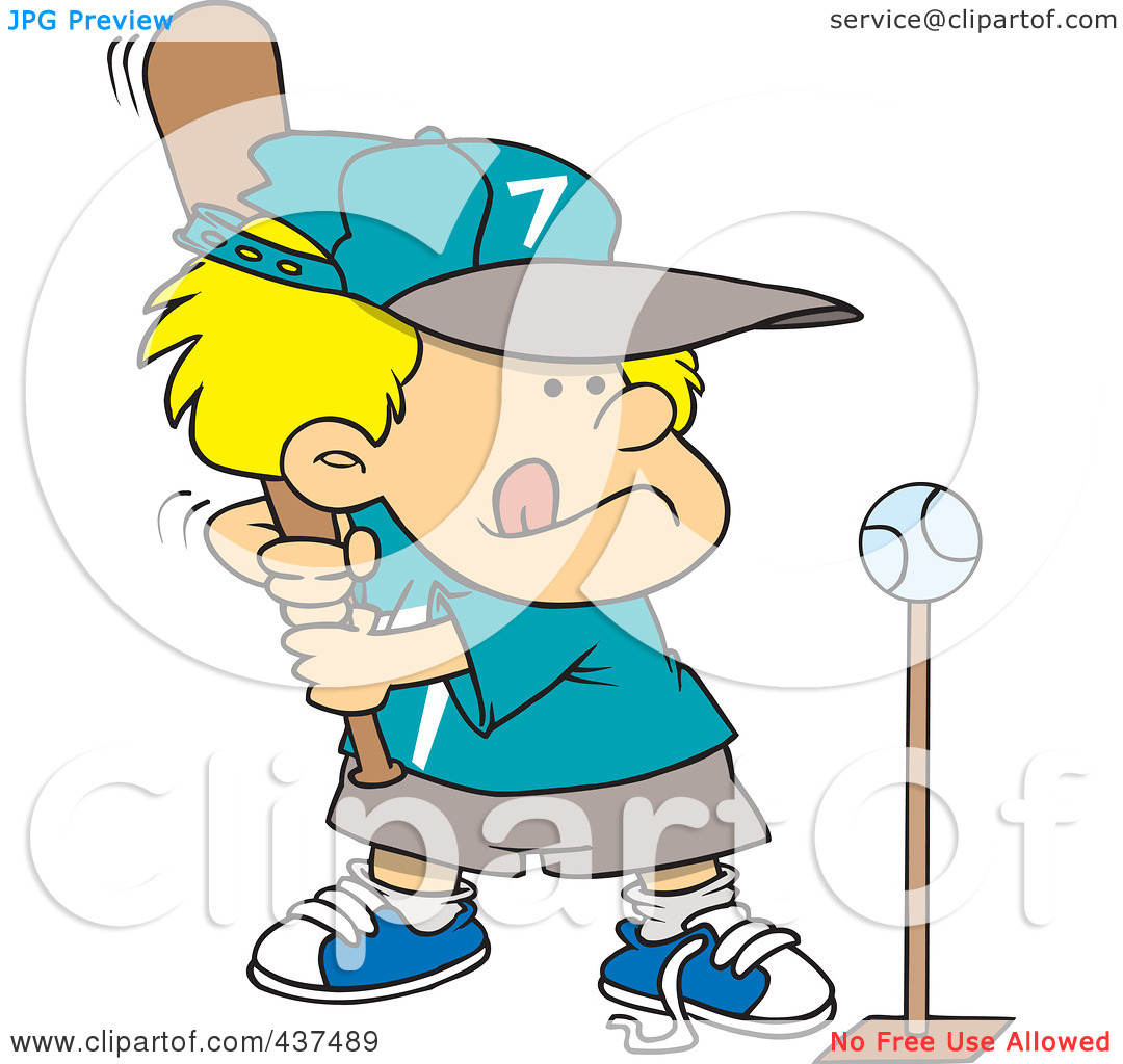 Royalty Free  Rf  Clip Art Illustration Of A Cartoon Boy Playing Tee