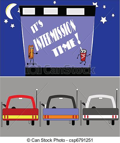 Time At Drive In Movie With Empty Cars Csp6791251   Search Clipart