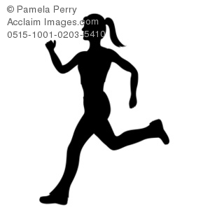 Clip Art Illustration Of A Woman Jogging Silhouette   Acclaim Stock
