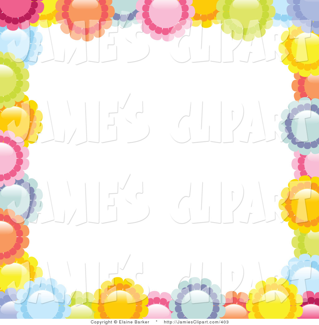Clip Art Of A Border Of Colorful Pink Yellow Orange Blue And Green    