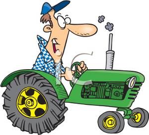 Clipart Image  A Smiling Farmer Driving A Tractor