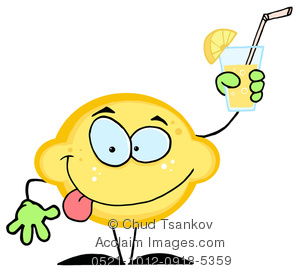 Clipart Image Of A Smiling Lemon Holding Up A Glass Of Lemon Juice