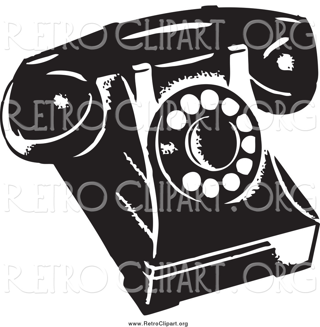 Clipart Of A Retro Black And White Phone By Bestvector    1128