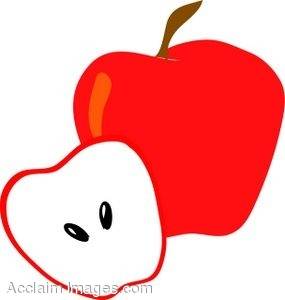 Clipart Picture Of A Red Apple With A Half Apple
