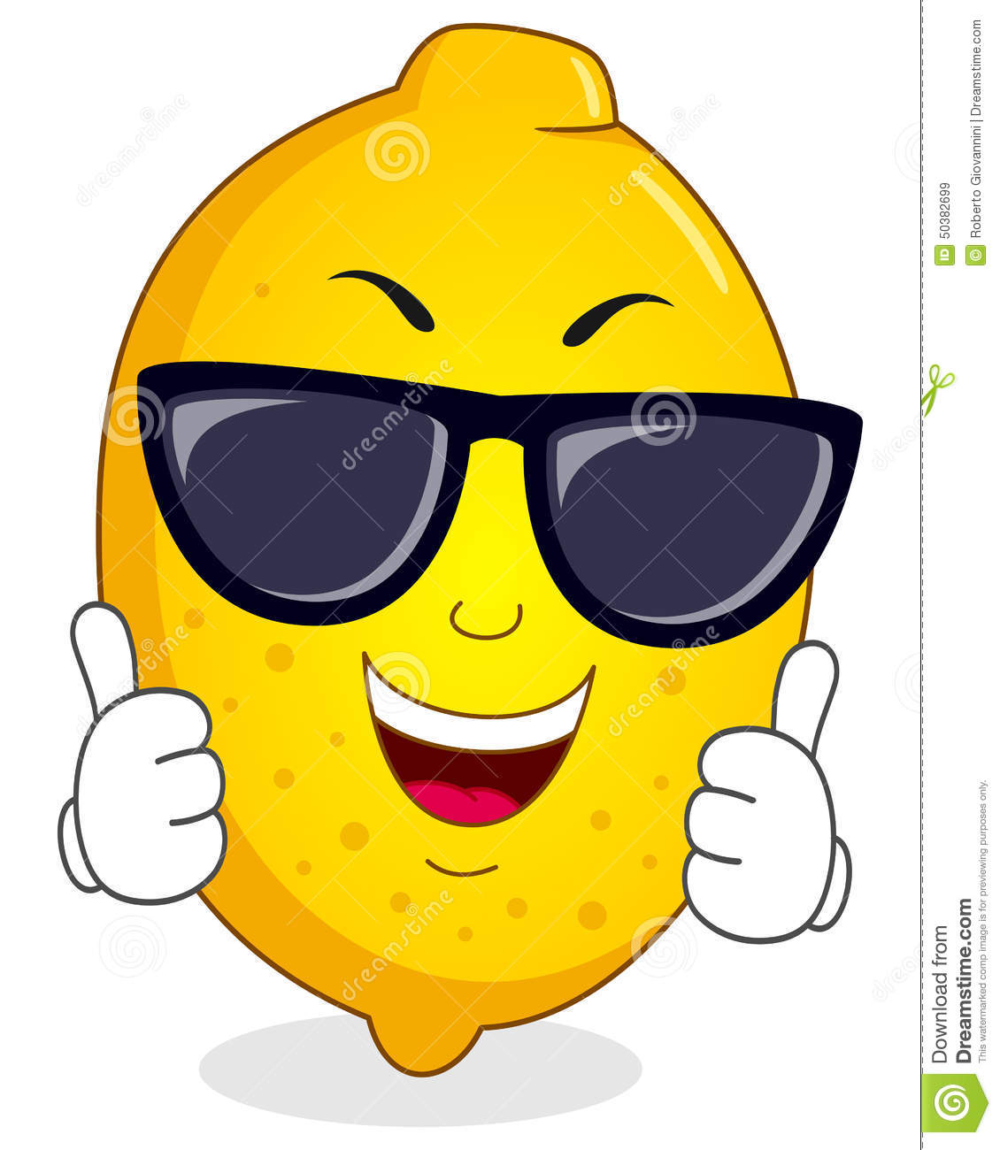 Cool Cartoon Happy Lemon Character Smiling With Thumbs Up Isolated    