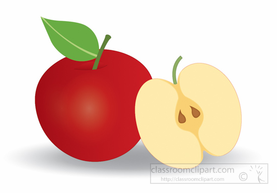 Fruits   Whole And Half Red Apple Clipart 1161   Classroom Clipart