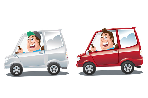 Happy Driver 654 Vector Illustration Of Men Happy Driving
