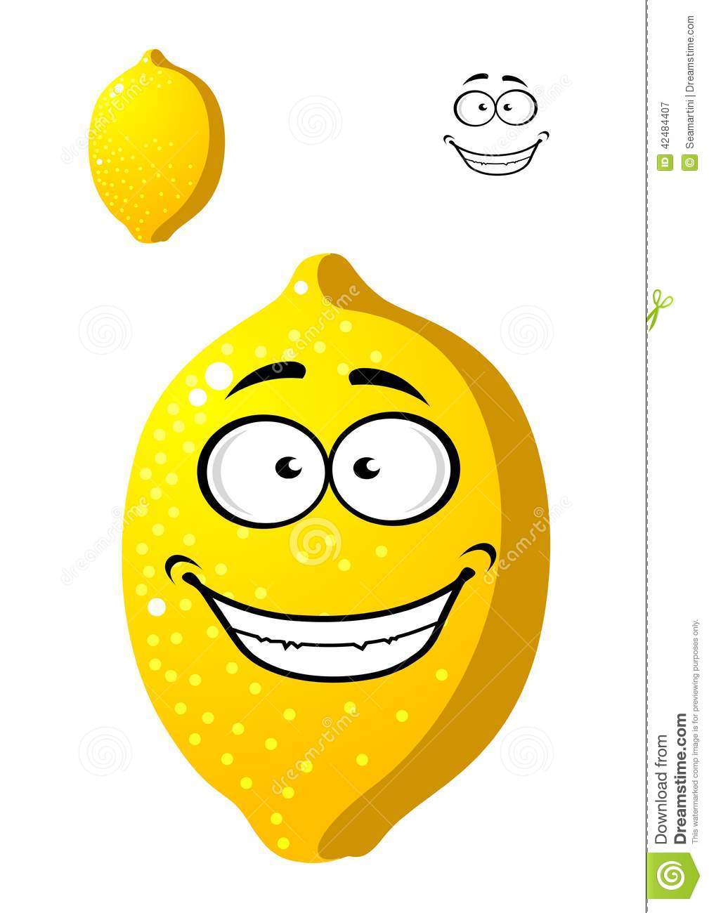 Happy Smiling Yellow Cartoon Lemon Fruit With A Wide Toothy Grin Plus