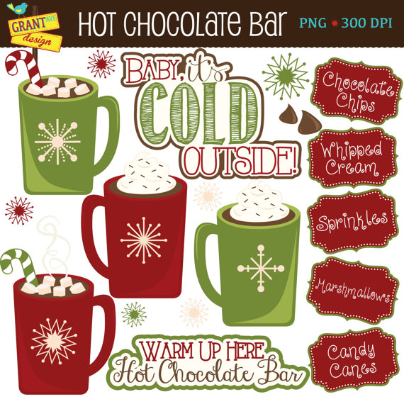 Hot Chocolate Bar Clipart   Hot Cocoa Bar Clip Art   Christmas Clipart