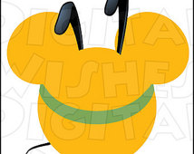Pluto Mickey Mouse Head Digital Iro N On Transfer Instant Clipart