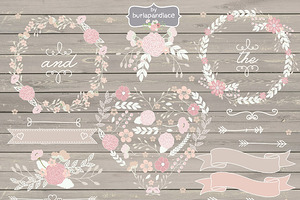 Rustic Flowers Wreath Cliparts By Burlapandlace In Graphics