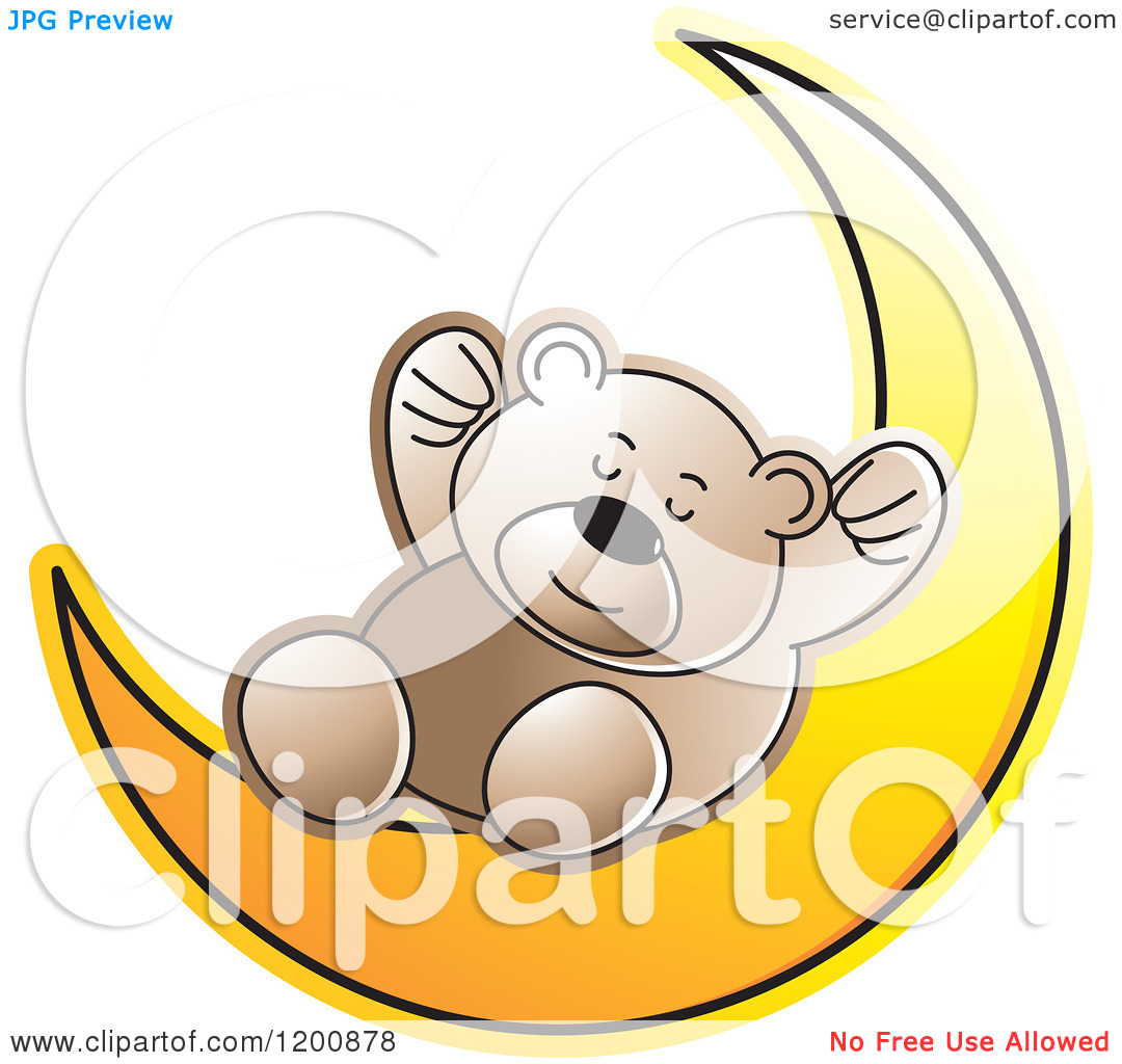 Teddy Bear Sleeping On A Crescent Moon   Royalty Free Vector Clipart