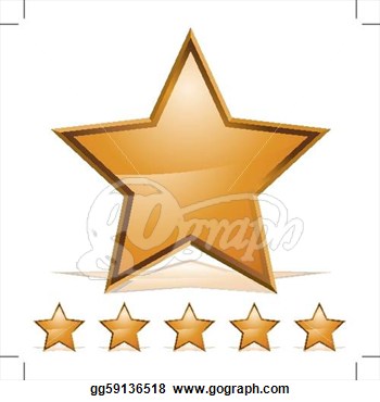 Vector Clipart   Five Gold Stars Rating Icon  Vector Illustration