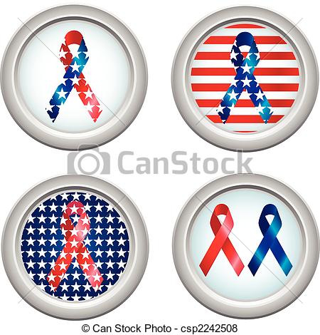 Vector Of Usa Buttons Ribbon   Usa Stars And Stripes Buttons Fourth Of