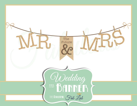 Wedding Clipart Mr And Mrs Banner Digital Clipart Rustic Clothes