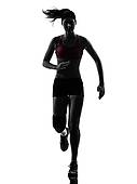 Woman Runner Running Marathon Silhouette