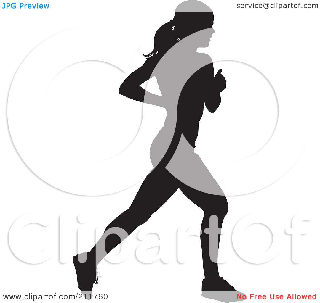 Woman Running Silhouette Clip Art Rf Clipart Illustration Of A