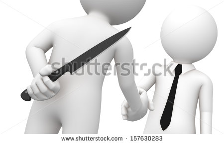 3d Human Shake Hand But Hide A Knife Behind His Back  It Represent    
