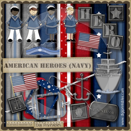 American Heroes  Navy  1   Digi Scrap   Card Making Kit   Digi Web
