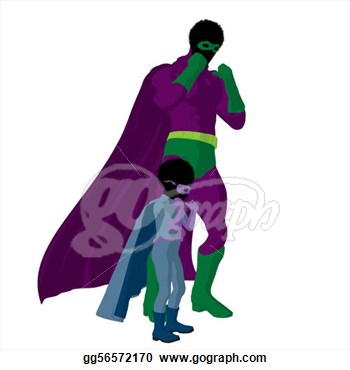American Super Hero Dad Illustration Silhouette  Clipart Illustrations