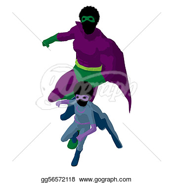 American Super Hero Dad Illustration Silhouette  Clipart Illustrations