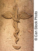 Ancient Pharmacy With The Symbol Of Medical Caduceus