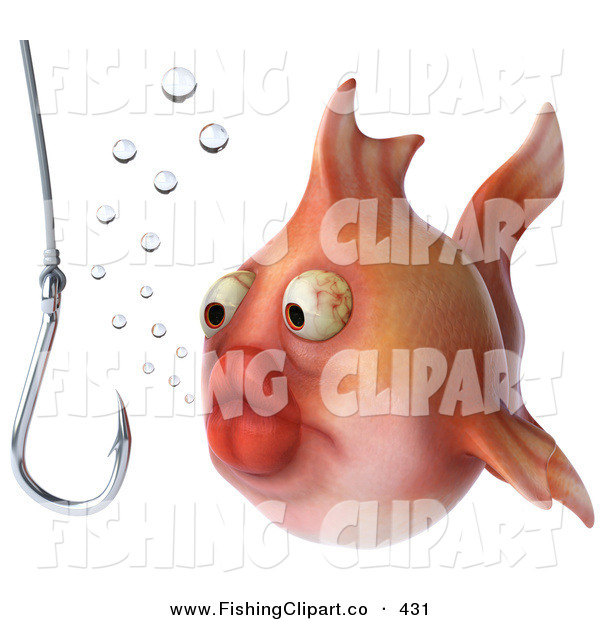     Art Of A 3d Fat Goldfish Staring At A Hook Underwater By Julos    431