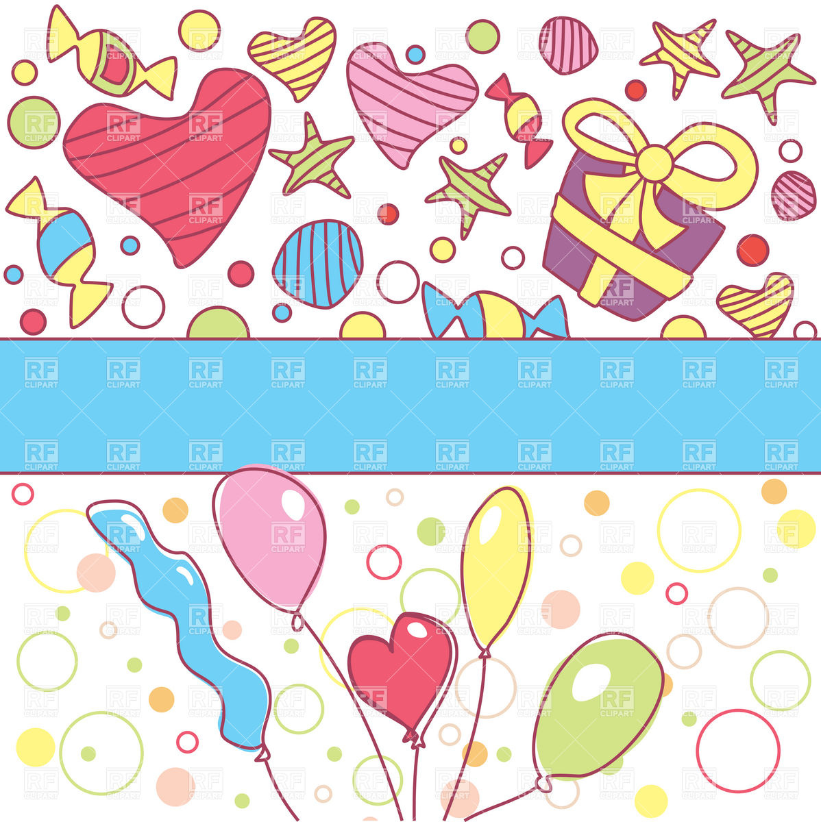 Birthday Greeting Card With Balloons Gifts And Candies Download    