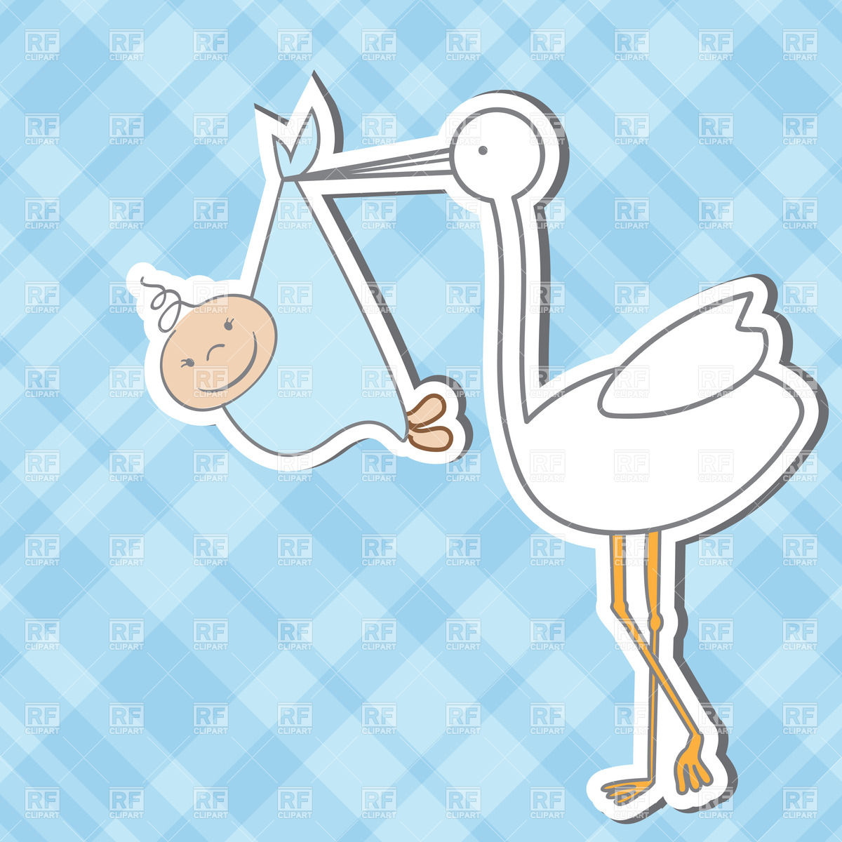     Card With Stork And Baby Download Royalty Free Vector Clipart  Eps