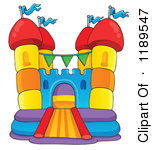 Cartoon Of A Colorful Bouncy House Castle Royalty Free Vector Clipart