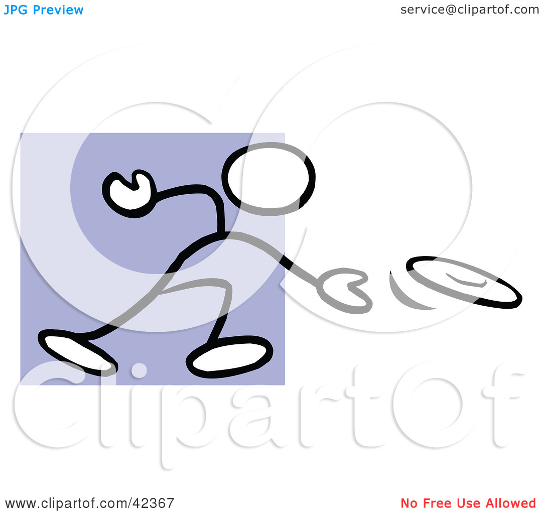 Clipart Illustration Of A Stick Figure Tossing A Frisbee Or Discus