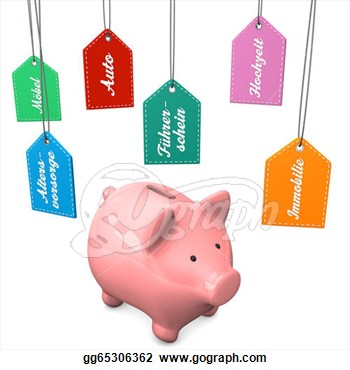 Clipart   Piggy Bank Expensive Desires  Stock Illustration Gg65306362