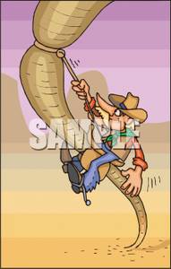 Cowboy Roping And Riding A Tornado   Royalty Free Clipart Picture