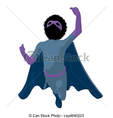 Drawings Of African American Super Hero Boyl Illustration Silhouette