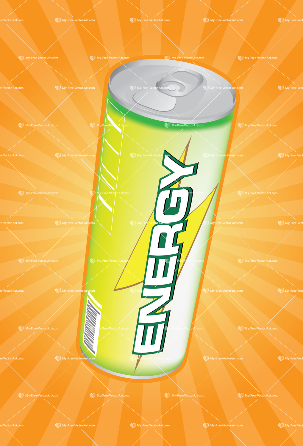 Drink    Vector Illustration Of A Tall Yellow Green Energy Drink