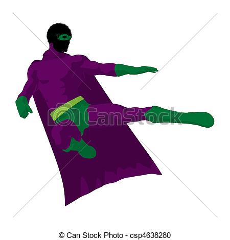Illustration   African American Super Hero Illustration Silhouette