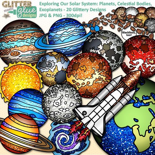 Our Solar System  Planets Celestial Bodies   Exoplanet Science Clipart    