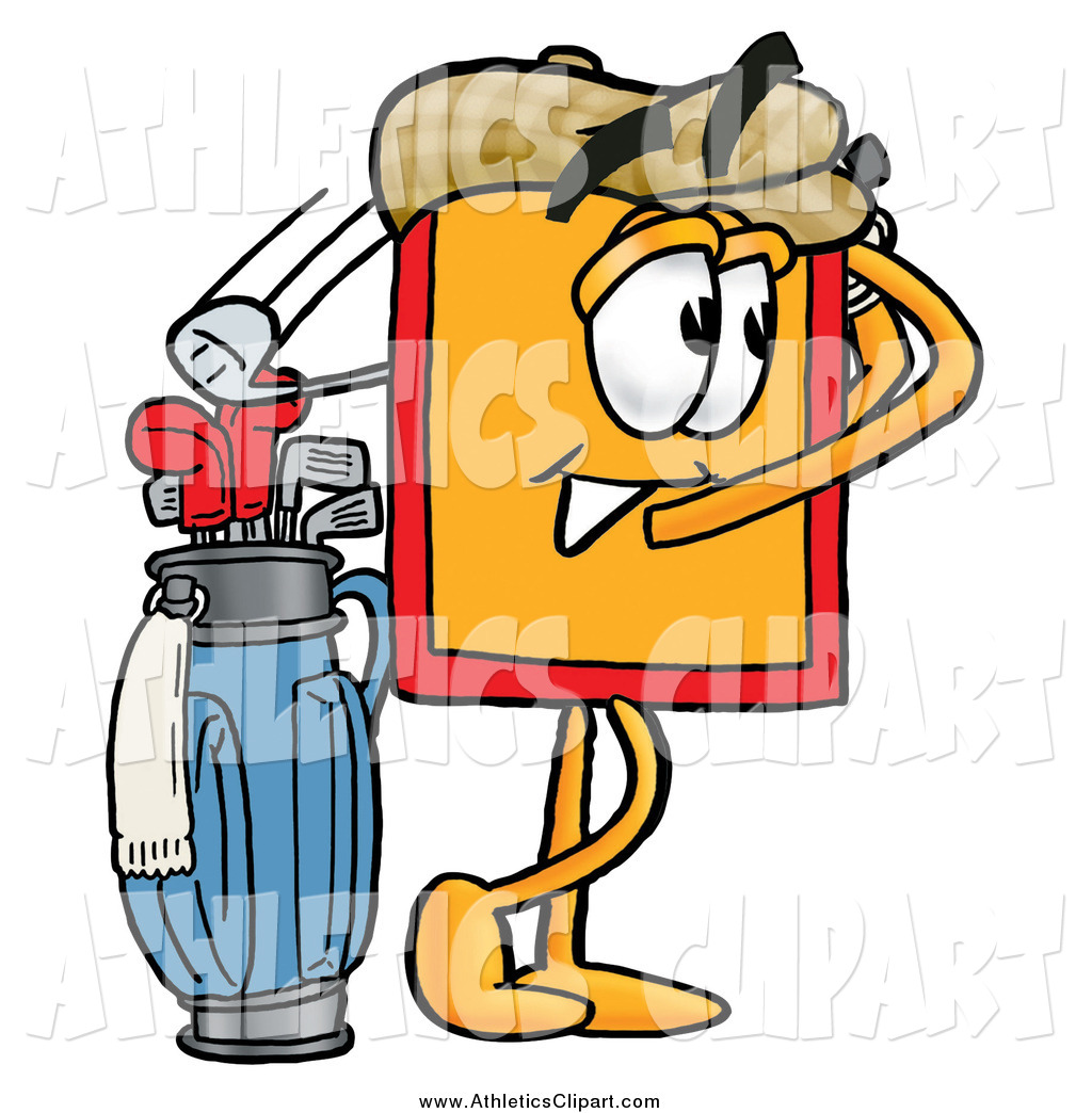 Price Tag Mascot Golfing Clipart